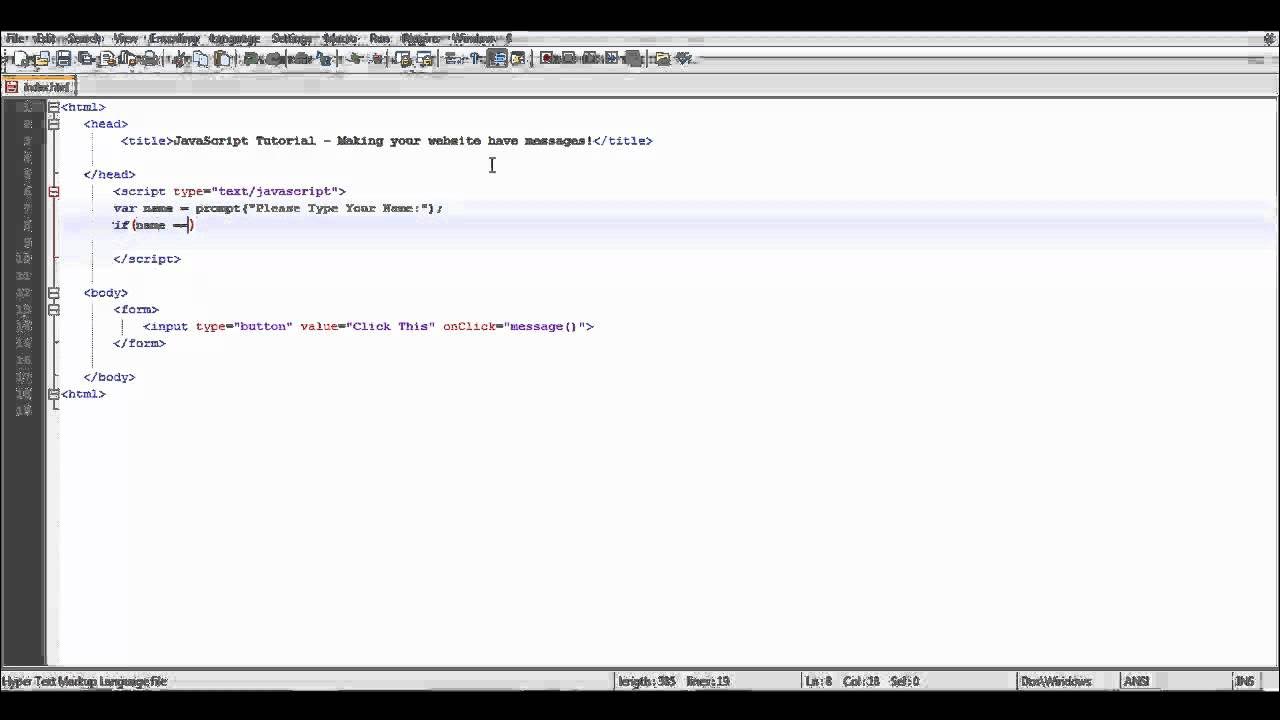 JavaScript Tutorial #2: Make Your Website Recognize Names - YouTube