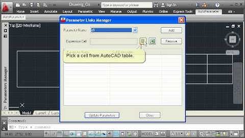 How to link AutoCAD table cell to AutoCAD constraint parameters.