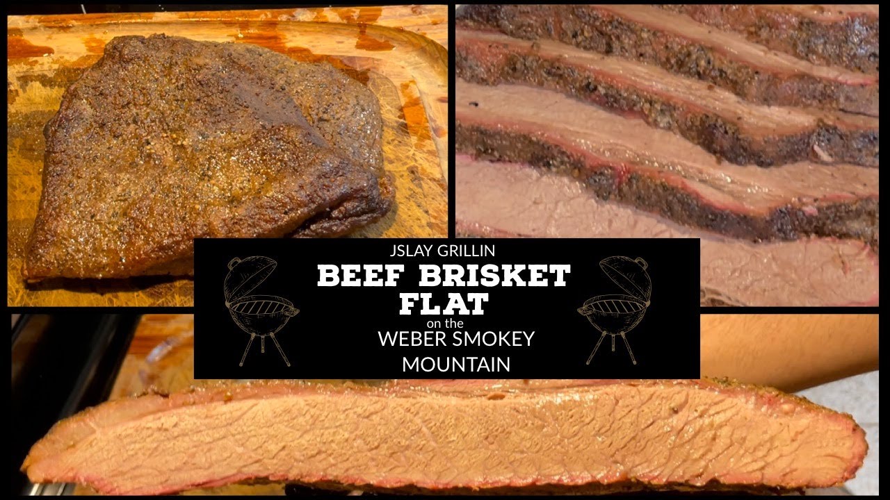 SMOKED BEEF BRISKET FLAT Grilled on the er Smokey Mountain BBQ Grill Backyard Barbecue