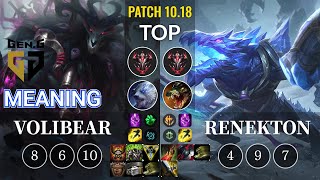 GEN Meaning Volibear vs Renekton Top - KR Patch 10.18