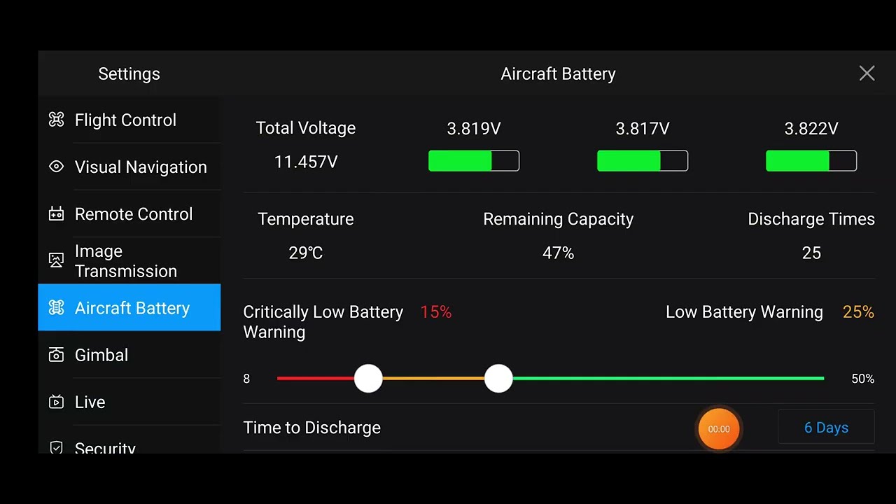 Приложение Autel Explorer. Настройки. Вкладки Image Transmission  и Aircraft Battery