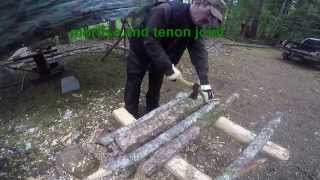 Mortise and Tenon Joint for Logs mortise and tenon joint, timber tenon joint, log mortise and tenon, off grid woodworking, log bench, log chair, best survival tool,
