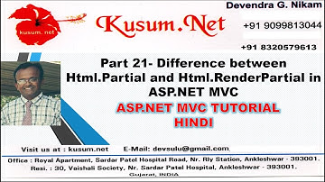 Part 21- Difference between @Html.Partial and @Html.RenderPartial in MVC|| ASP.NET MVC, WEB API