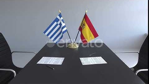 Flags of Greece and Spain on the Table | Motion Graphics - Envato elements