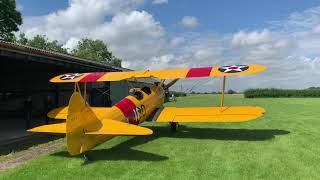 Boeing A-75N1 Stearman N2S-3 Kaydet N75TQ departs Priory Farm for the last time
