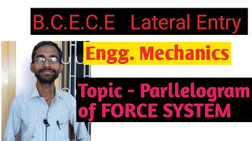 BCECE Lateral Entry Parllelogram low of force system Engineering mechanics for B tech LE Engineering