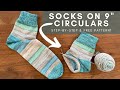 Socks on 9 circular knitting needles  stepbystep knitting tutorial  knitting house square