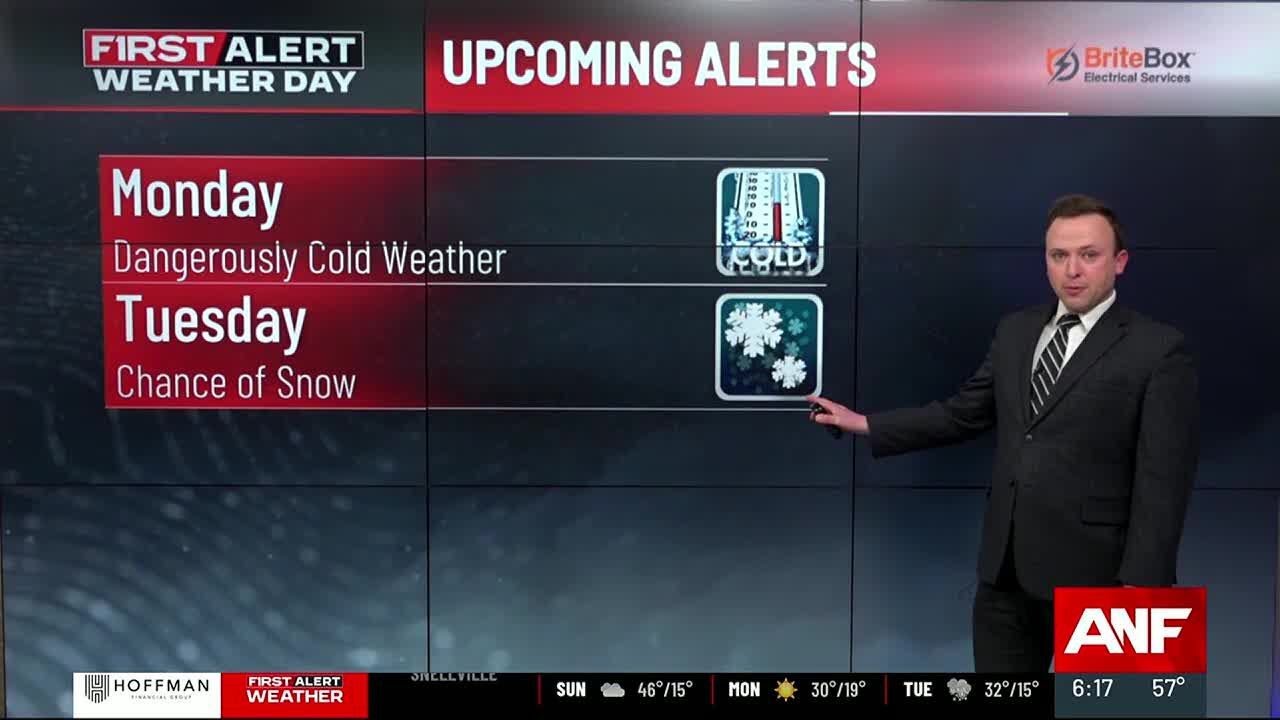 First Alert Forecast | Dangerously cold weather and a chance of snow ...