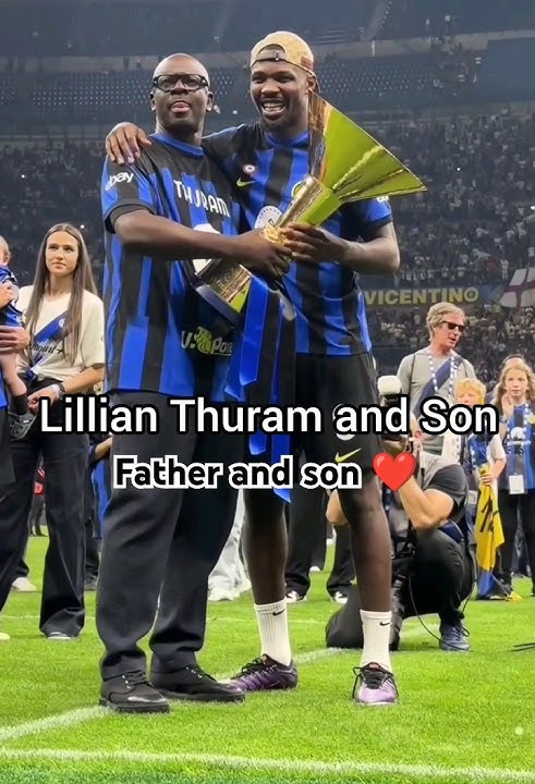 Lillian Thuram and his son celebrating with Inter Milan
