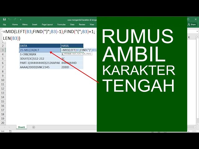 Cara Mengambil Karakter Di Tengah Dengan Mid Left Find Len Youtube