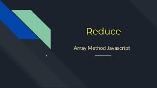 Reduce Array Method Javascript