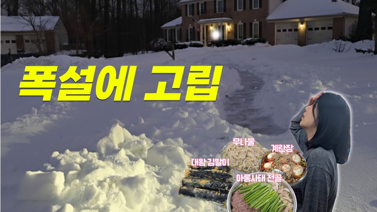 눈폭풍 비상사태 밖에 나오지 말라.. 고립 속 생존집밥❄️ | 미국 브이로그