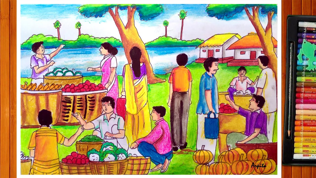 A Market in India  Sketch Away Travels with my sketchbook