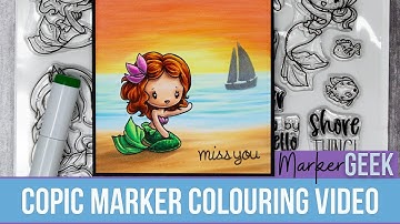 Copic Marker Colouring The Greeting Farm Mermaids Galore 6 clear stamp