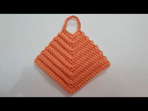 코바늘 수세미/넘나 쉬운 사각 단면수세미 Single crochet  back loop only dish scrubby