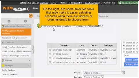 Using multi-account functions in WHM 11.34