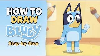 How to Draw Bluey? Easy Step-by-Step Drawing Tutorial for Beginners! 🎨