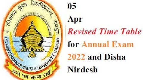 Pt  Ravishankar Shukla University, Raipur Revised Time Table for Annual Exam 2022 and Disha Nirdesh