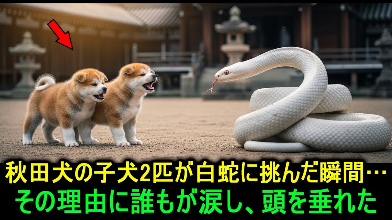 秋田犬の子犬2匹が白蛇に挑んだ瞬間…その理由に誰もが涙し、頭を垂れた 「秋田犬の日本の奇跡」#感動ストーリー#秋田犬 #犬の物語