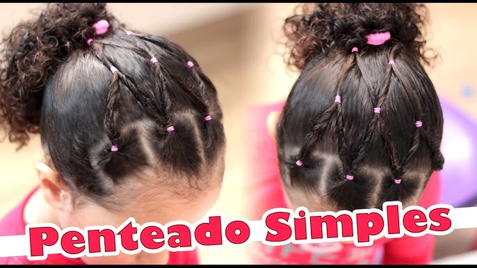 PENTEADO INFANTIL PARA CABELOS CACHEADOS - RABO DE CAVALO COM