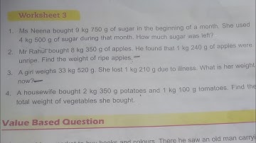 Dav Public  School  Class 3  Math ||Unit 9 Worksheet 3 || Weight || @madhubanclasses