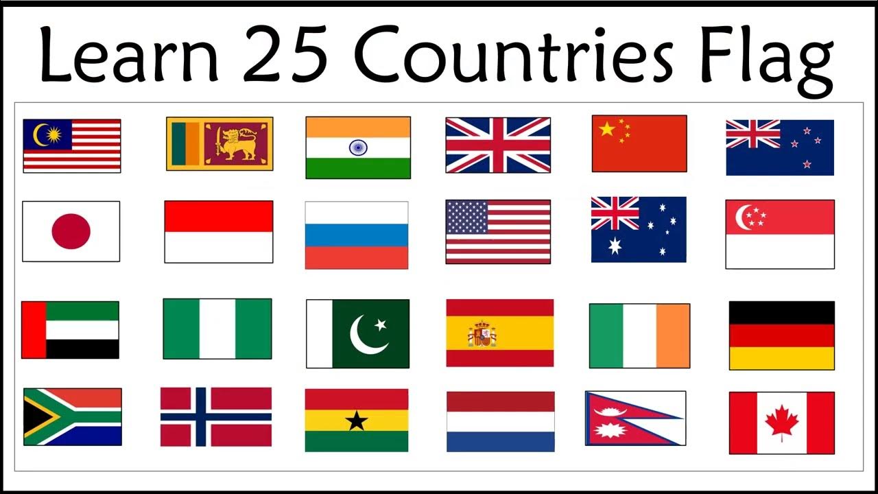 Learn Kids English World flags 25 Flag names Flags of the World