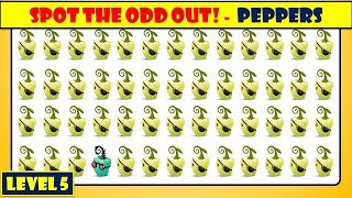 SPOT THE ODD PEPPER OUT  || TEST YOUR ATTENTION RIDDLES || SPOT THE EMOJI || QUIZ LEVEL 5