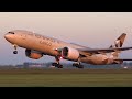 GOLDEN HOUR | HEAVY Departures Amsterdam Schiphol Airport B747-8F, B787-9, A350-900, B777-300/ER