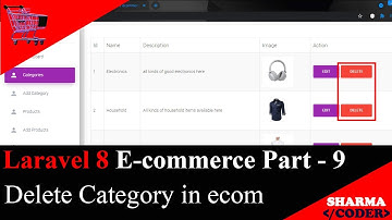 Laravel 8 E-com Part-9 : Delete Category in ecommerce Admin panel | Ecom 2021