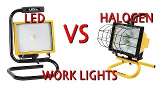 LED Work light Vs. Halogen Work light (shop light comparison)