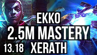 EKKO vs XERATH (MID) | 2.5M mastery, 900+ games, Godlike | TR Grandmaster | 13.18