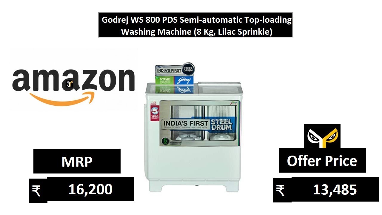 Godrej WS 800 PDS Semi-automatic Top-loading Washing Machine (8 Kg, Lilac  Sprinkle) - YouTube