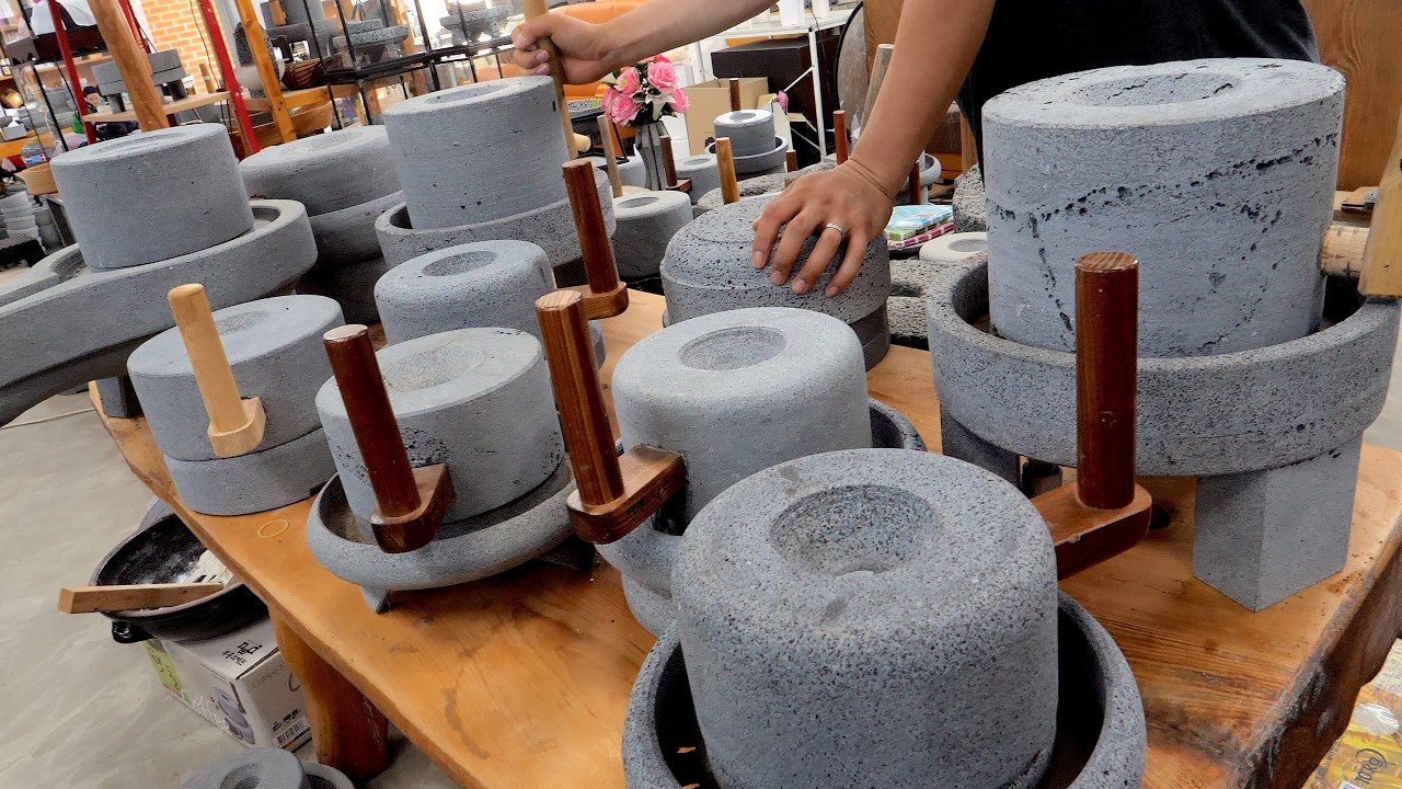 Это был гигантский камень? Изготовление жернова из базальта: внутри корейской каменной фабрики