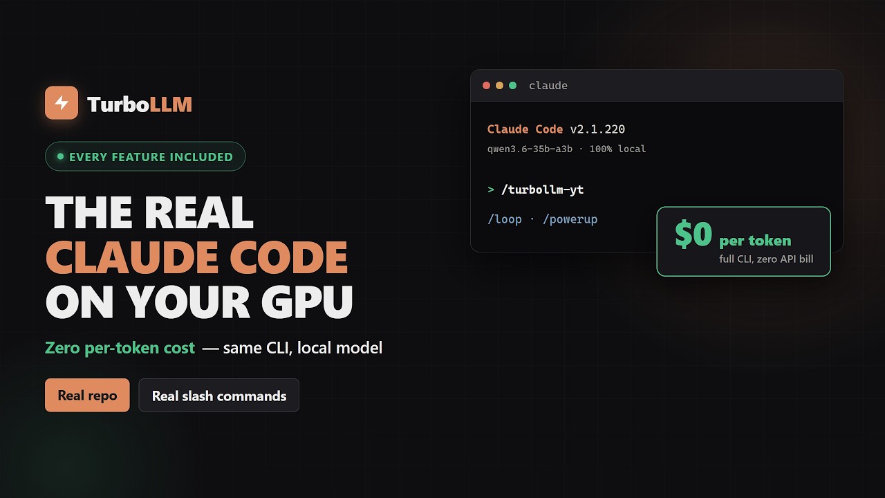 Video: Run the real Claude Code CLI on your own local model — every feature, zero token cost