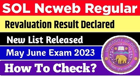 DU SOL Revaluation Result New List Declared 2024 | Sol Revaluation Result Declared Exam 2023