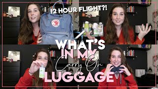 WHAT&#39;S IN MY CARRY ON LUGGAGE | FJÄLLRAVEN KÅNKEN BACKPACK | 12 HOUR FLIGHT