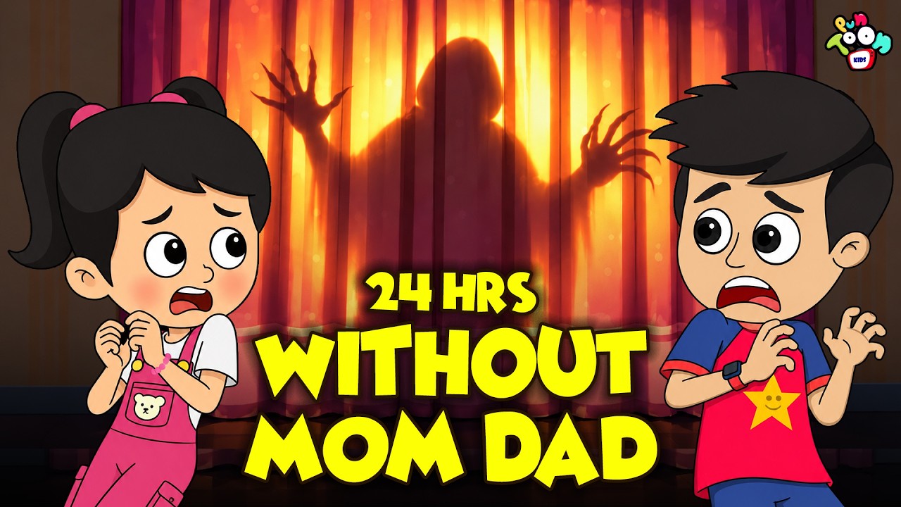 24Hrs Without Mom Dad | 24 Hours Challenge | Hindi Cartoon | Funny Stories | Puntoon Kids Hindi
