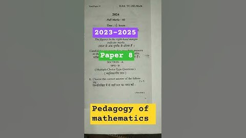 Pedagogy of mathematics #bedpaper #shorts #bbmku #vbu #bedexam #bedpyqs #pedagogy #subscribe #like