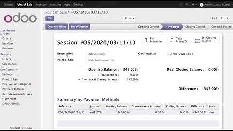 Odoo - POS Session close and validate with PIN