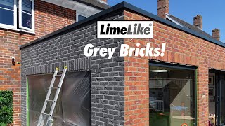 LimeLike Dark Ash & applying Dyebrick Charcoal stain to produce grey brick and mortar.