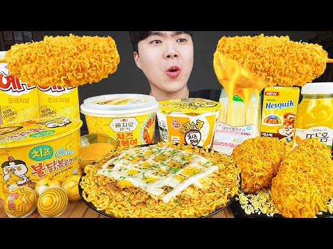 Metin) ASMR MUKBANG baharatlı Ramen & sosisli sandviç & peynirli pizza & Tteokbokki !! Kore mağazası