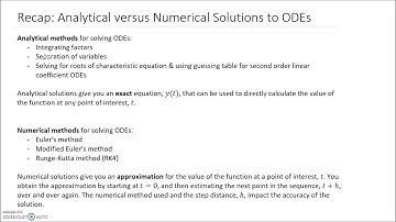 Recap: Analytical versus Numerical Solutions to ODEs