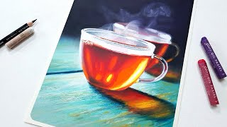 Drawing Still life Hot Tea / Oil pastel drawing / Swanee art 오일파스텔로 따뜻한 홍차 그리기