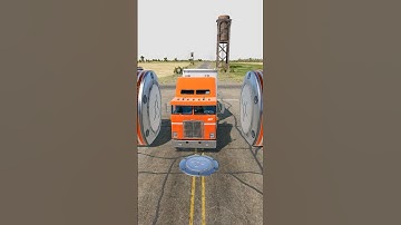 Mix Colourful Container Truck & Buses & Flatbed Truck vs Bollards Crash #shorts #beamng #crash