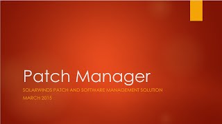 Solarwinds Patch Manager Demo