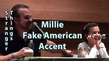 Millie Bobby Brown uses Fake American Accent on Stranger Things w/ David Harbour Phoenix Comicon