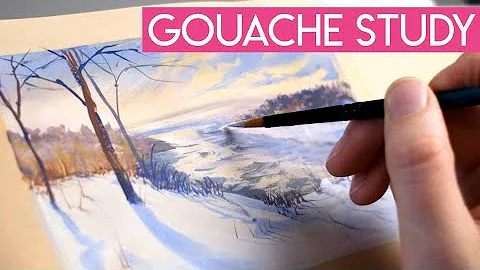 gouache snow  relaxing studio session + winter ins...
