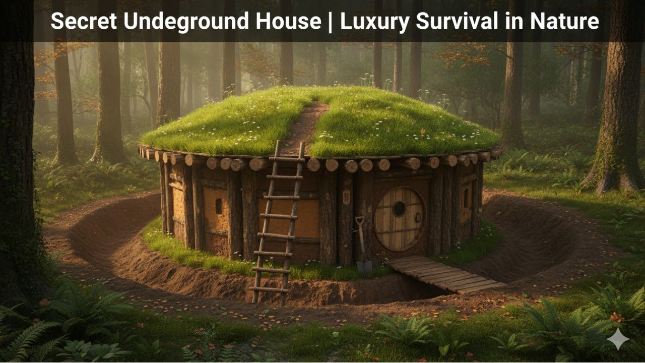 Building a Secret Underground House in the Forest | Luxury Survival Hut ...