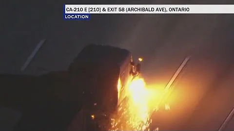 Stolen big rig catches fire during pursuit