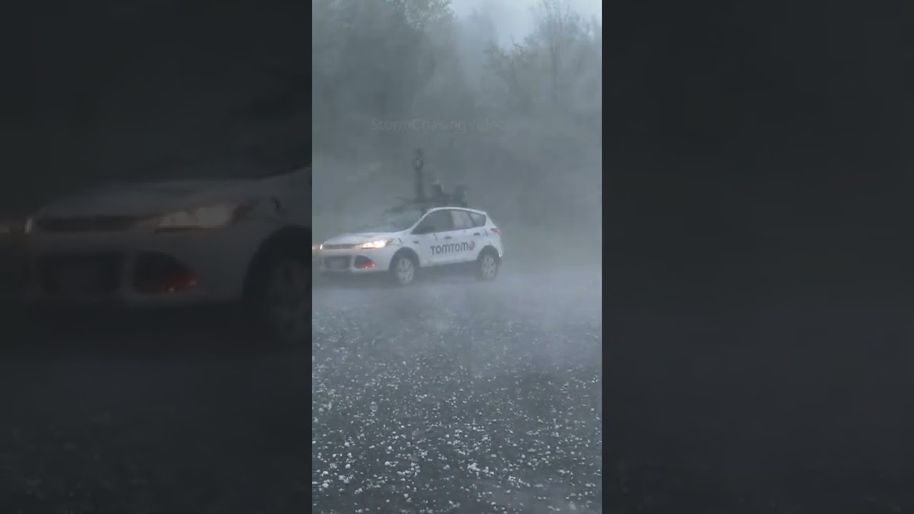 Cars Caught in Massive Hail Storm! #shorts